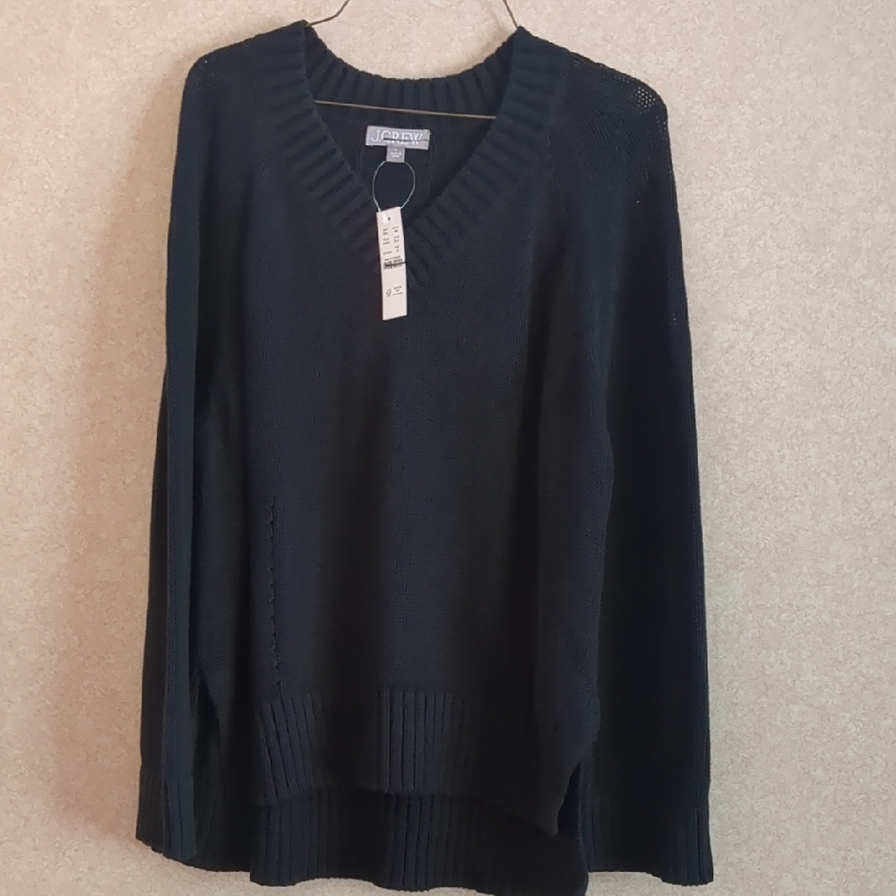 J. Crew Women's Black V-Neck Chunk Sweater